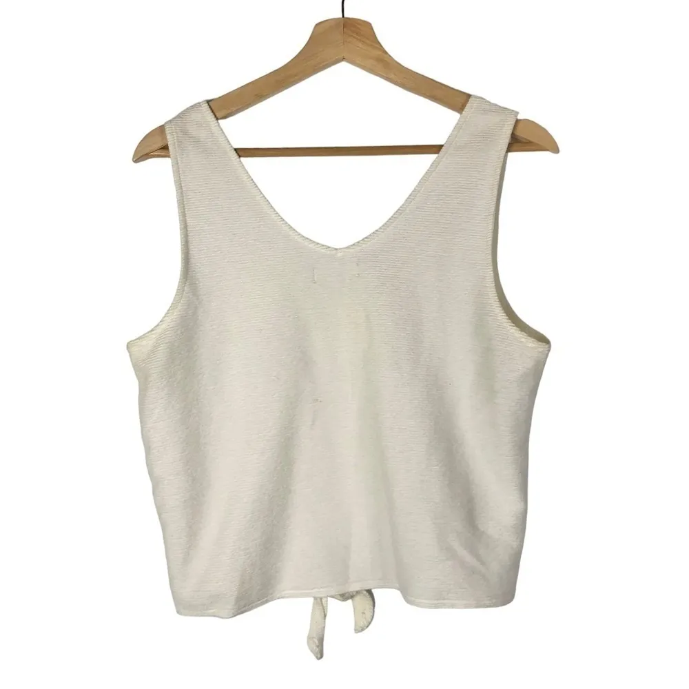 Madewell  Texture & Thread White Tie Front Tank Top M - Image 3