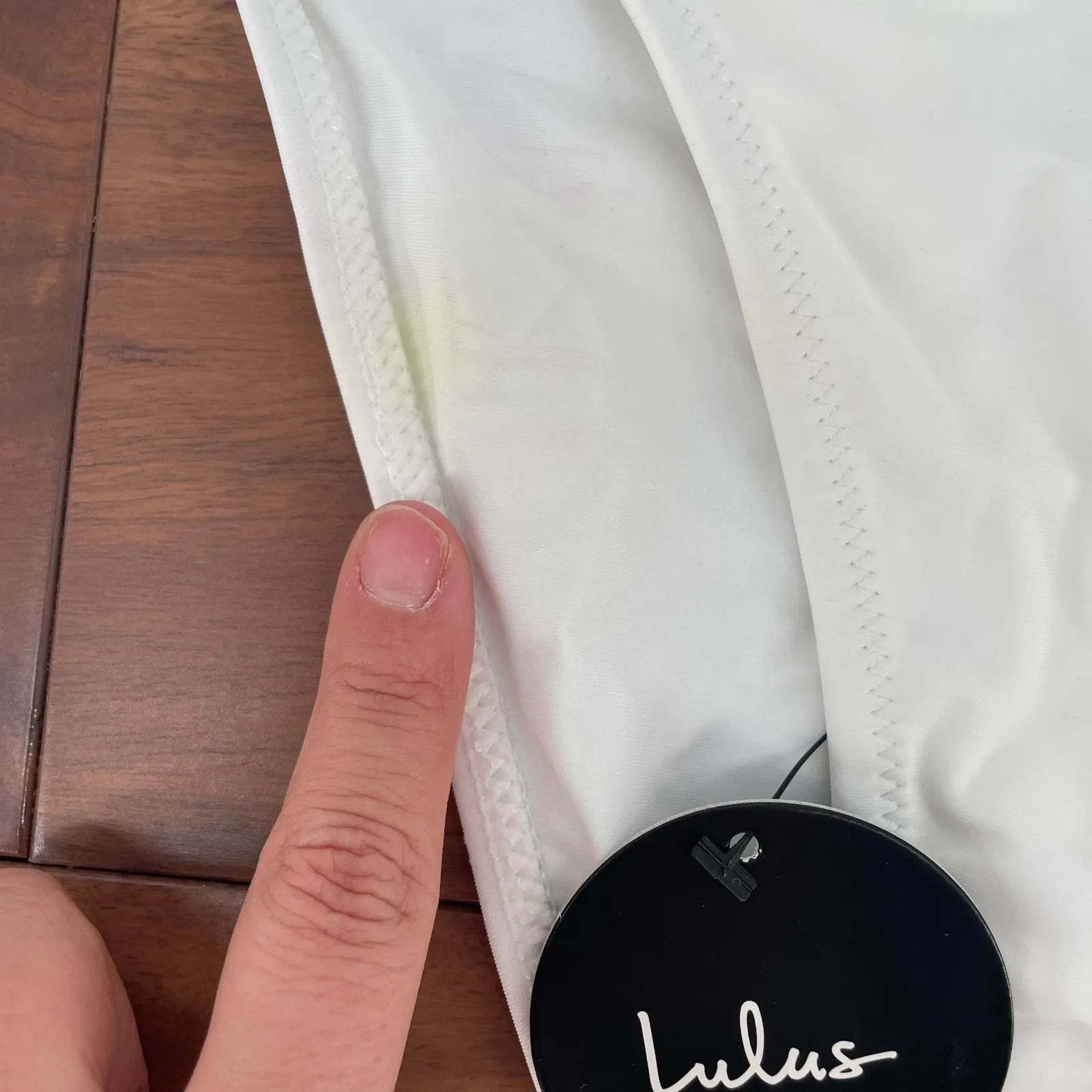 Lulus White High Waisted Bikini Bottoms Swimsuit Size L - Image 3