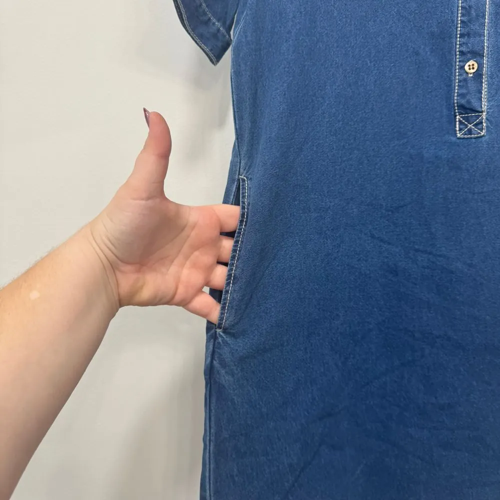 J Mclaughlin Womens Denim Dress XS Shirt Short Sleeve Collar Chambray NEW Cotton - Image 7