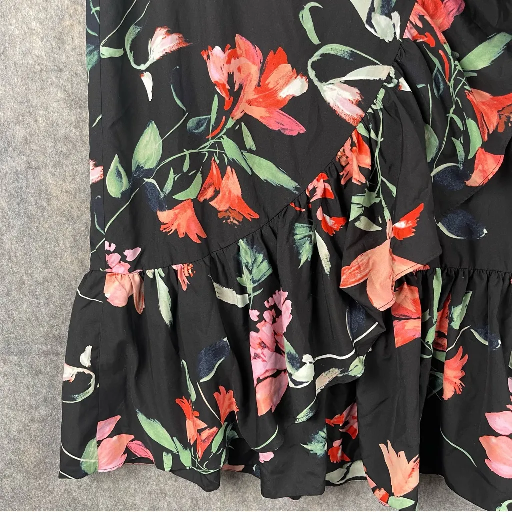 Eliza J Womens Size 10 Floral‎ Taffeta Ruffle Flouncy Skirt Black - Image 5