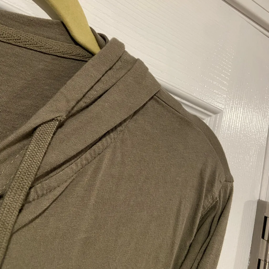 Crisp Size XS Olive Green Ling Sleeve Lightweight Full Zip Hoodie Top Pockets - Image 8