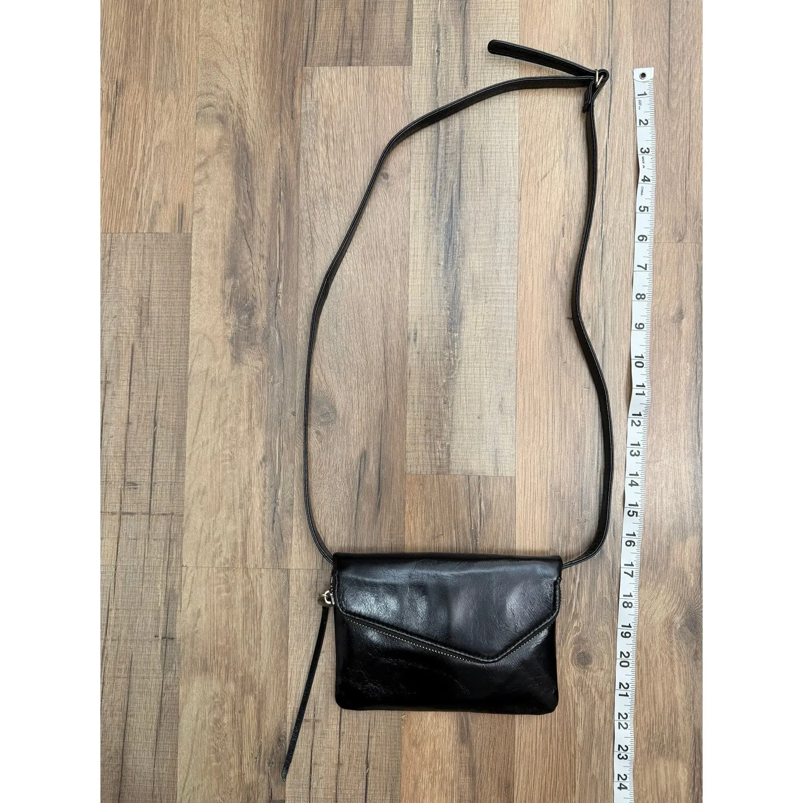 HOBO Black Genuine Leather Crossbody Clutch Bag Zip Flap - Image 12