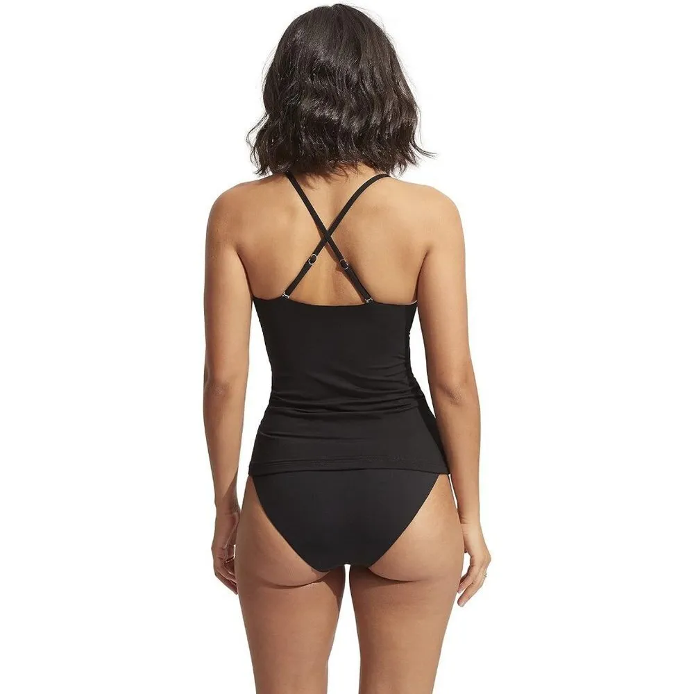 Seafolly Women's Standard Wrap Front Tankini Top Swimsuit, Eco Collective Black, - Image 3