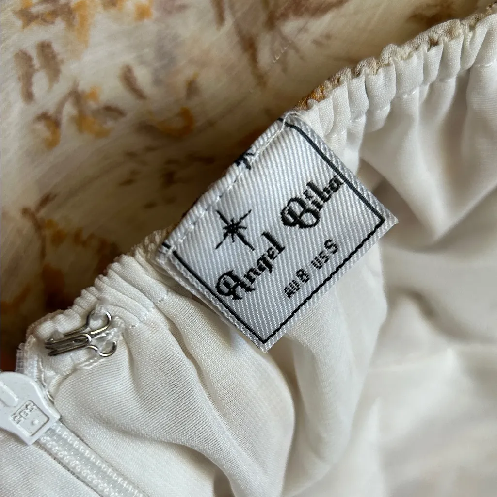 Angel Biba Floral Ruffle Jumpsuit in Cream and Brown - Image 6