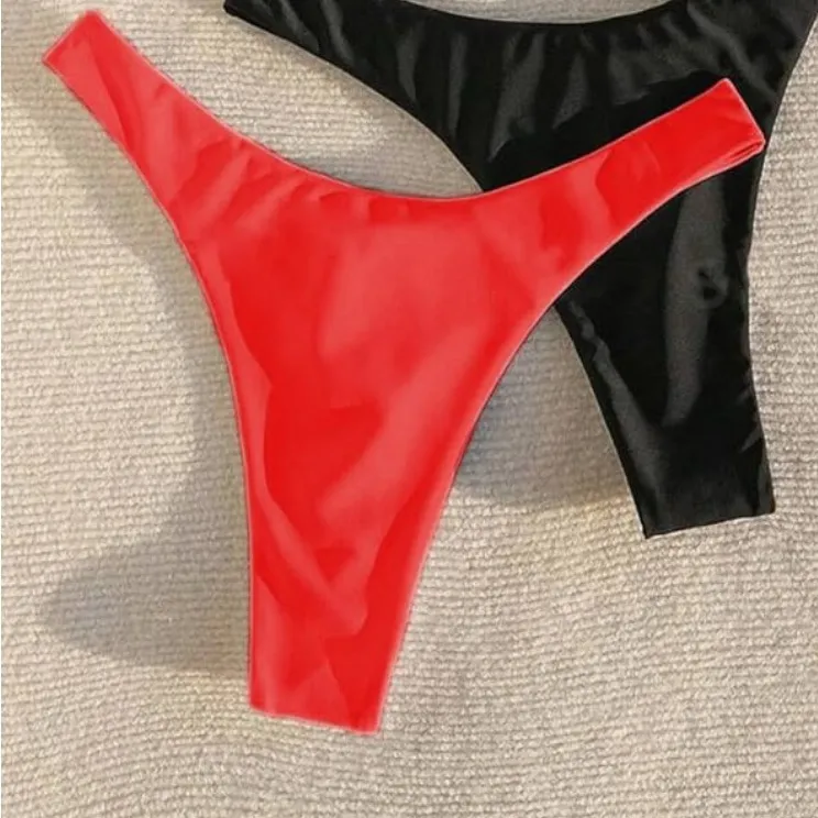 New! Red Bikini Bottom with Ruched Thong Back Size M - Image 4