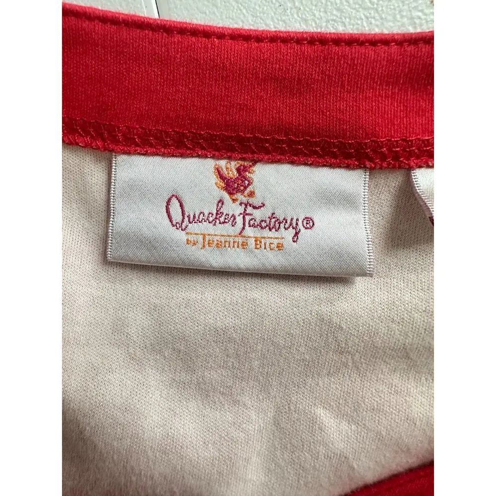 Quacker Factory Button Down Womens L Red Star Print Patriotic Rhinestone Button Size L - Image 6