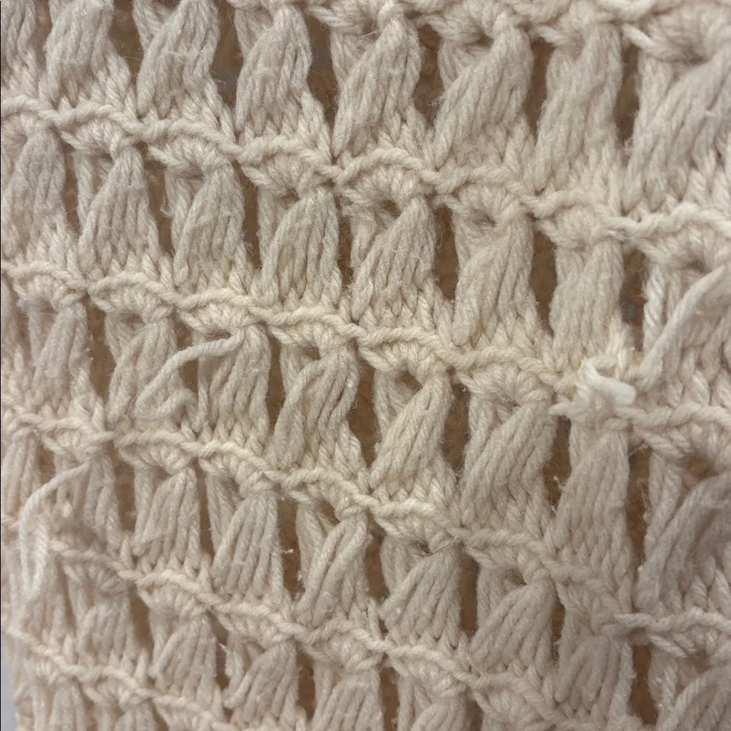 Vintage Oversized Crochet Scarf with Fringe - Image 3