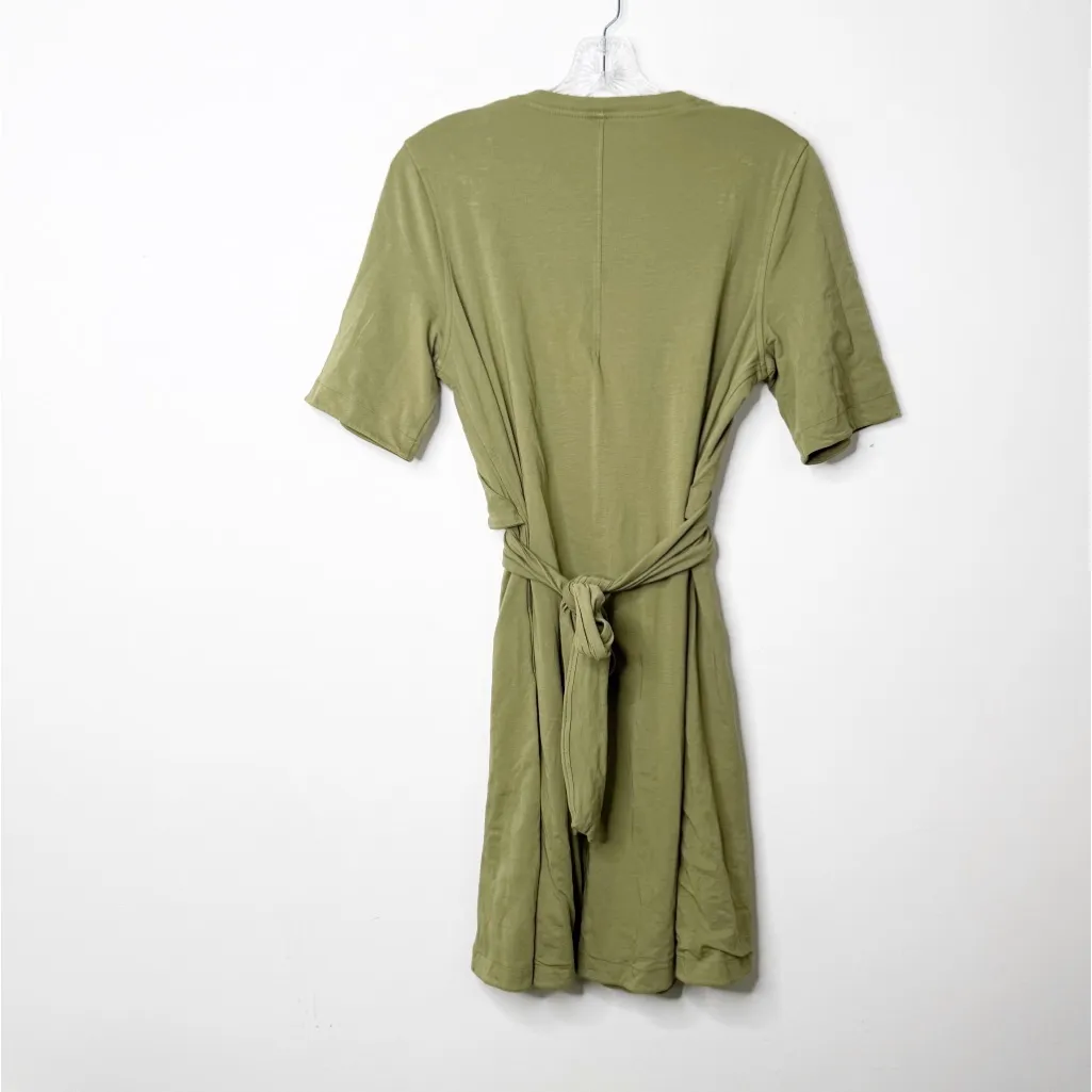 LULULEMON | Cotton Wrap Front T-Shirt Dress in Bronze Green Sz. 8 - Image 4
