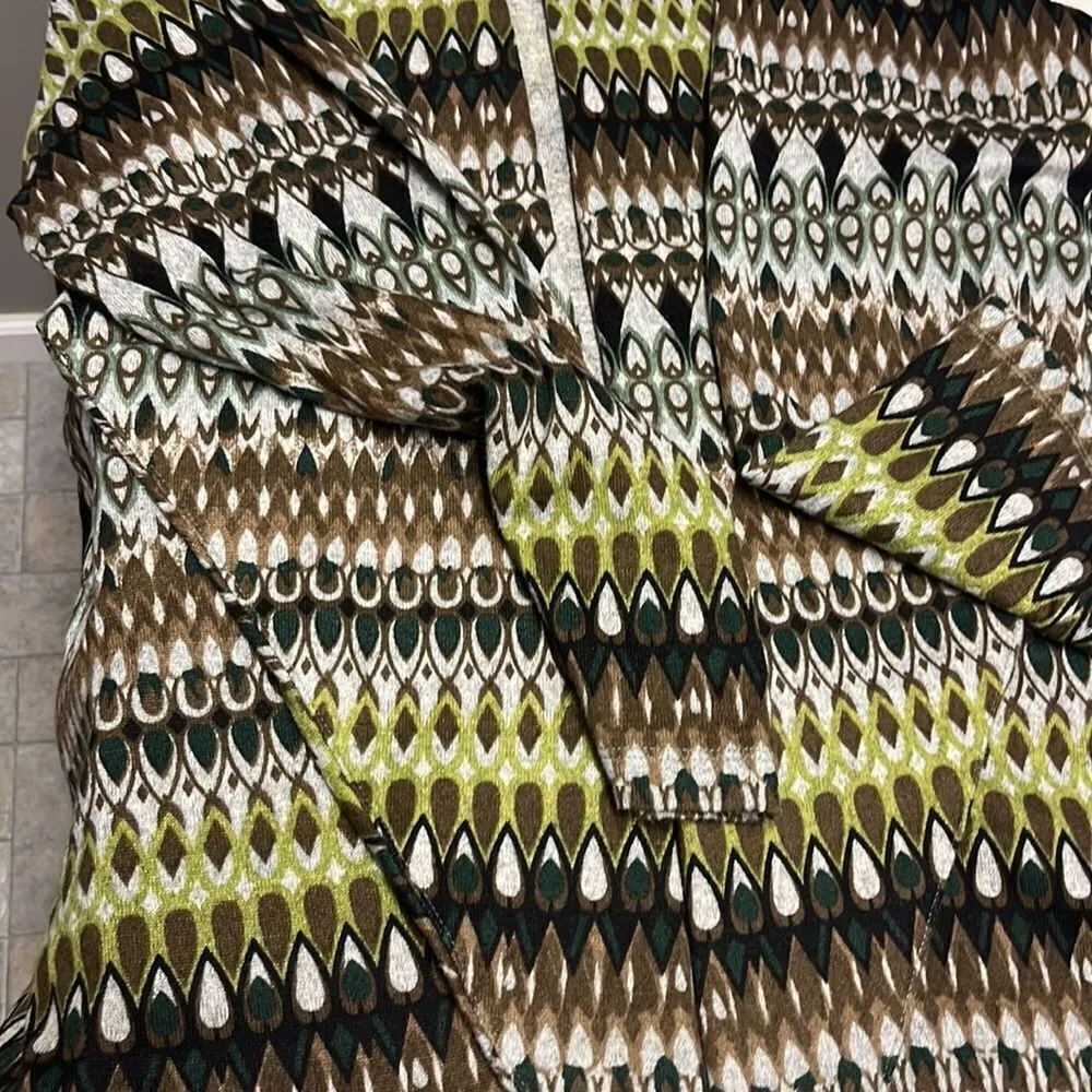 Susan Graver Aztec Native American Open Front Asymmetrical High Neck Cardigan-La - Image 12