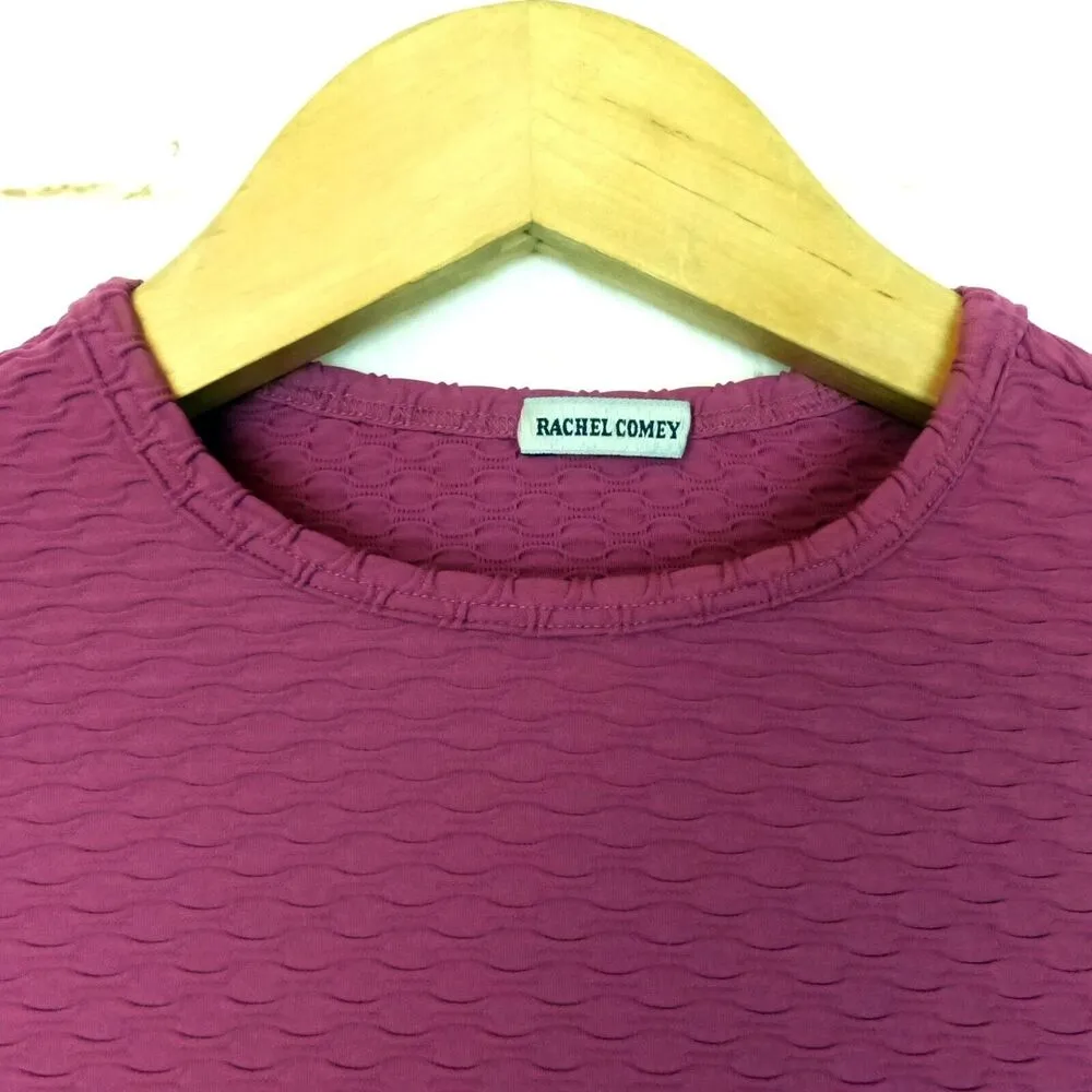 Rachel Comey Swim Rash Guard Top Women XS Pink Honeycomb Texture Stretch Crop LS - Image 4