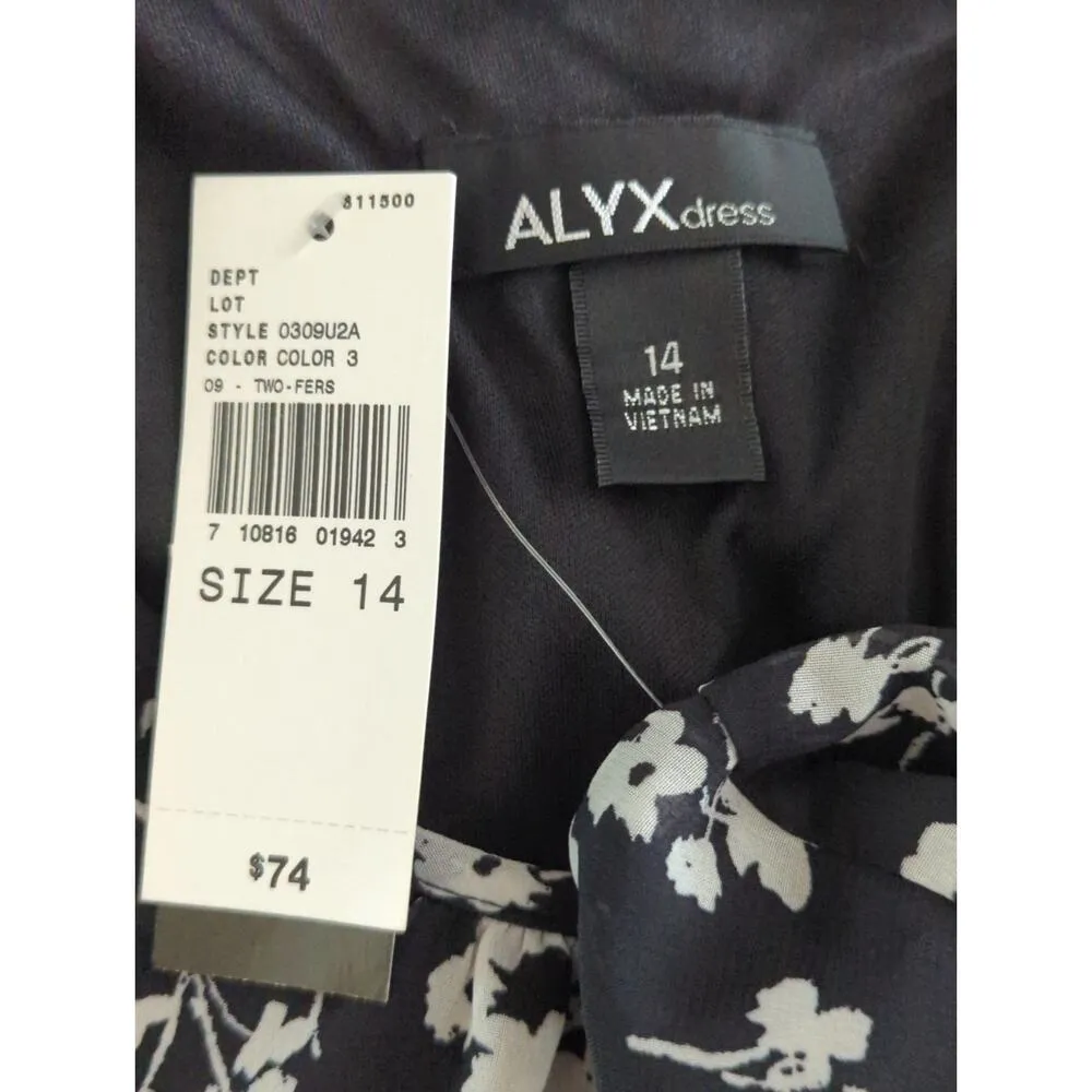 Alyx Womens Floral Flutter Short Sleeve Sheath Dress Black Size 14 NWT Modest - Image 8