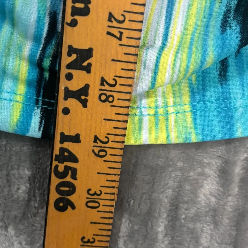 Worthington Petite XL Cap Sleeve Black/Aqua/Yellow Cowl Neck Office Teacher - Image 7