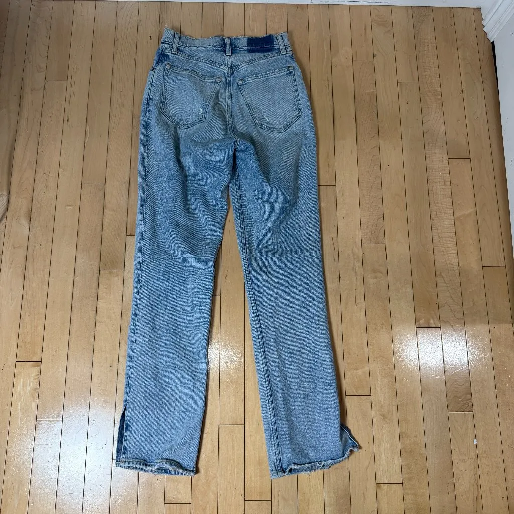 ABERCROMBIE & FITCH The 90's Straight Ultra High Rise Curve Love Size 26 Slit Blue - Image 9