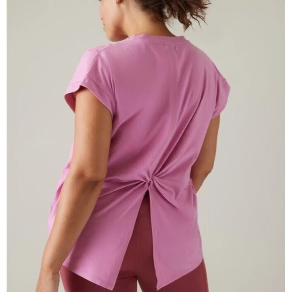 Athleta M Outbound Twist Tee Shirt Top Supima Cotton Size Medium Maritima Pink - Image 5