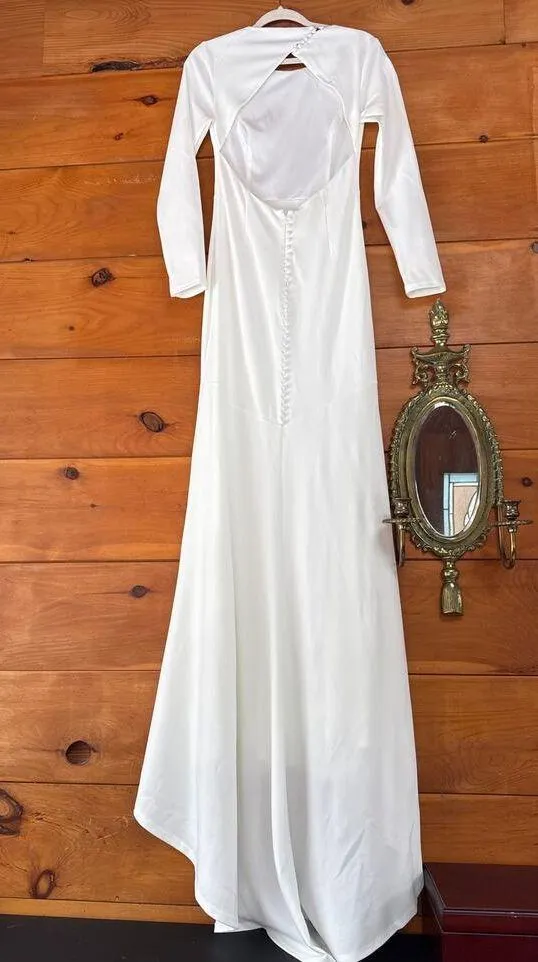 Lulus Eloquent Endearment White Long Sleeve Backless Maxi Dress Bridal Wedding M - Image 7