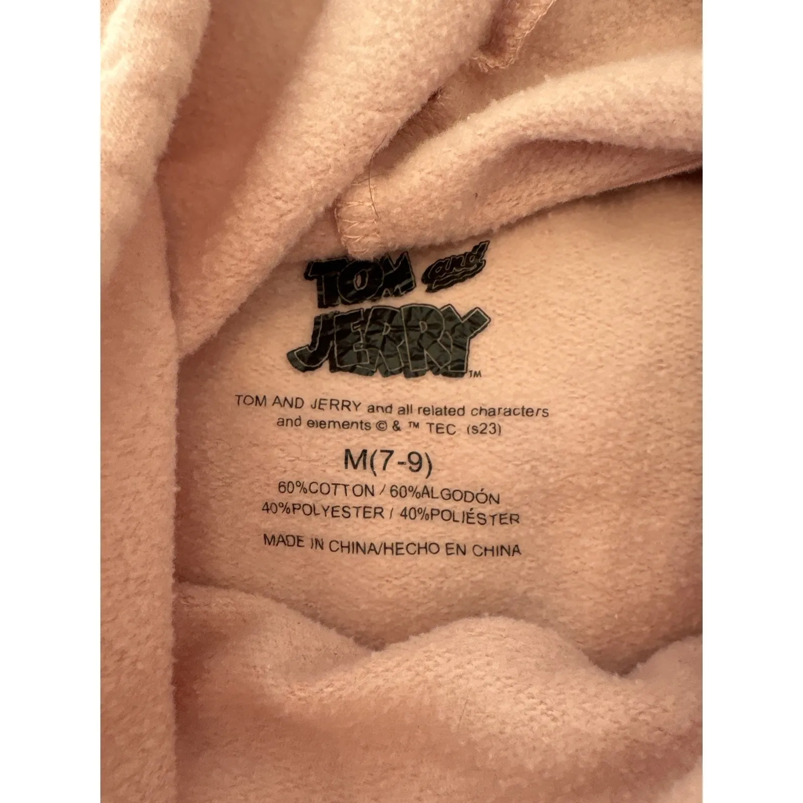 Vintage Tom and Jerry Pink Graphic Hoodie Sweatshirt Women's M Cartoon Size M - Image 6