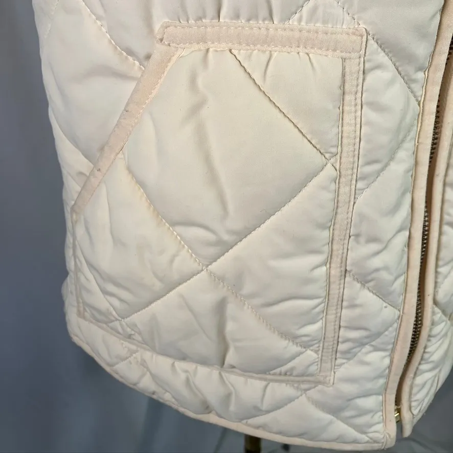 J. Crew XS Quilted Puffer Vest Cream Sleeveless Lightweight Layering Top - Image 4