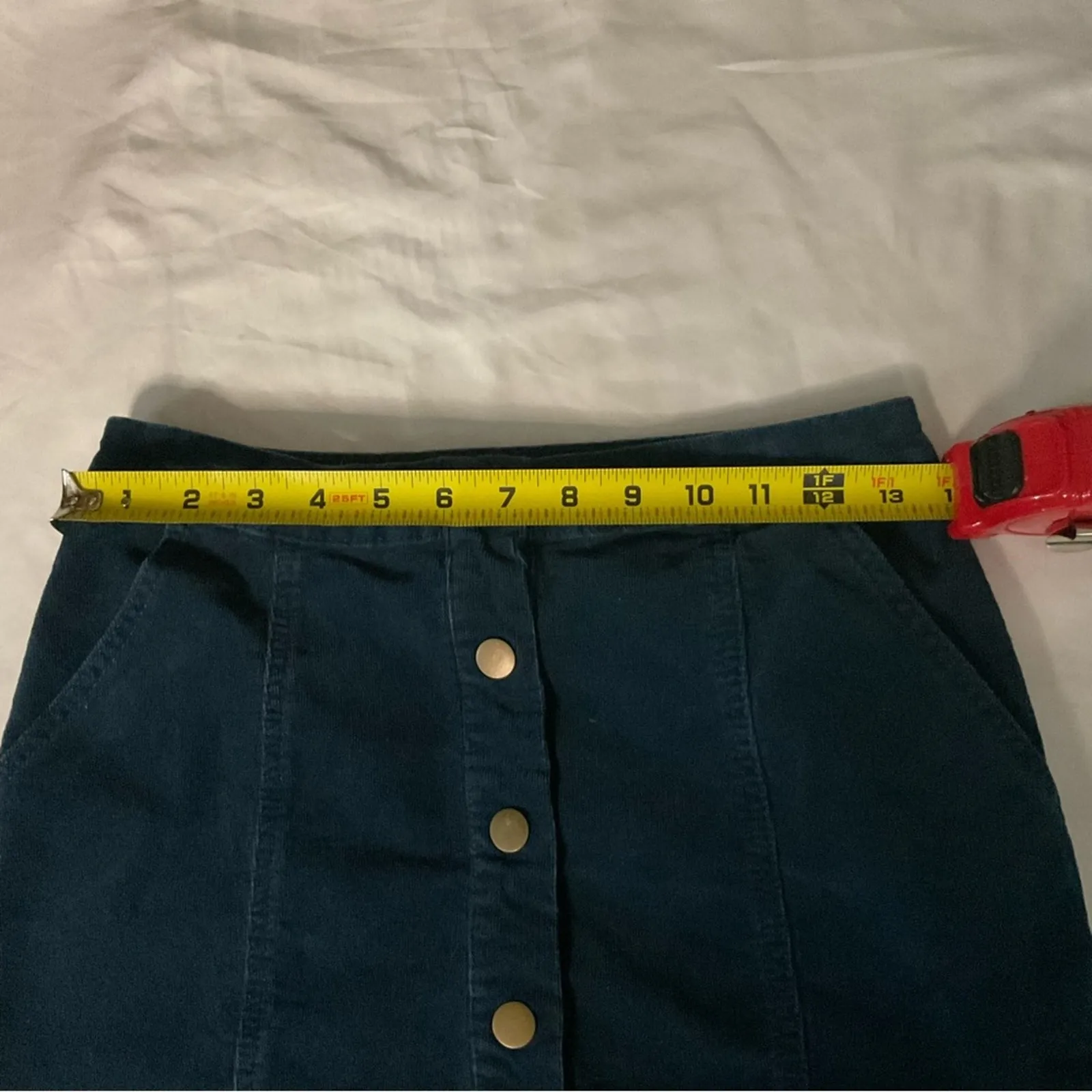 Altar’d State Dark Teal Corduroy Mini Skirt S Boho Fall Preppy Classic Academia - Image 5