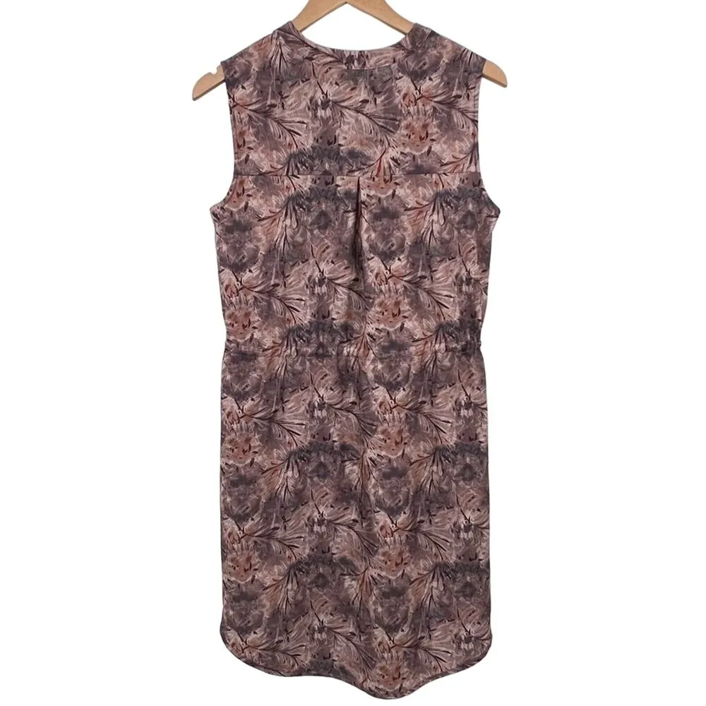 Mondetta performance luxury brown floral sleeveless snap front shirt dress M - Image 6