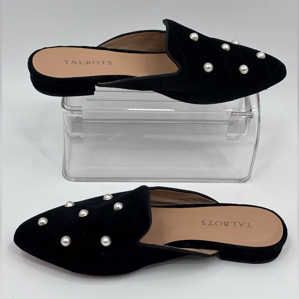 Talbots Black Mules with Pearl Accents - Image 2