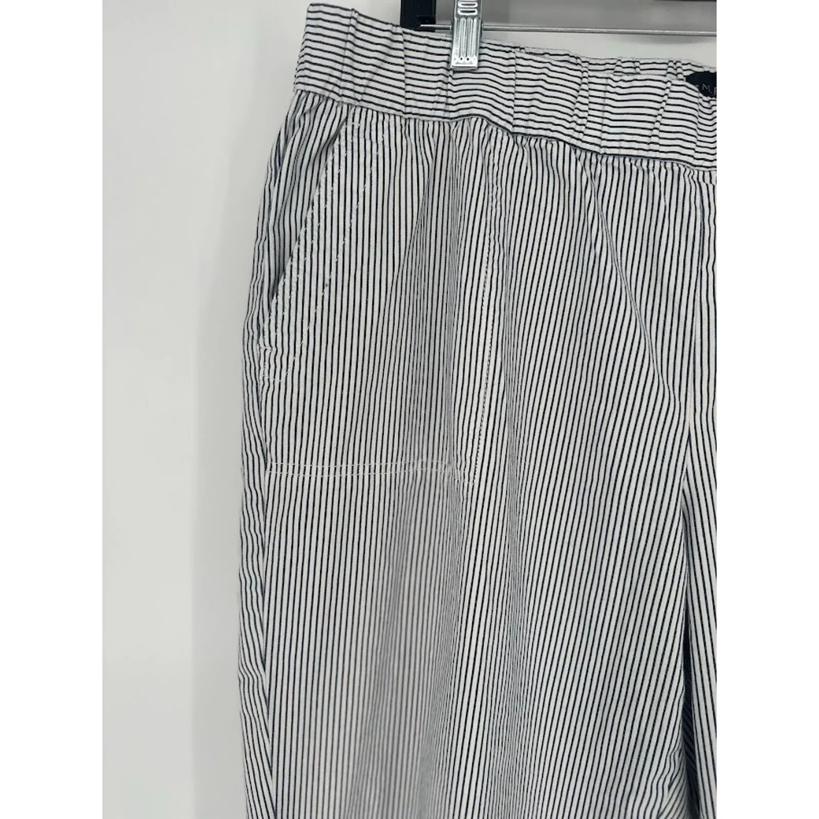 Talbots Pull On Striped Crop Pants Size 2X White Grey Classic Nautical Office - Image 2