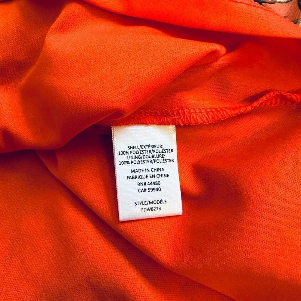 Love Fire Tropical Print Bohemian Floral Flutter Sleeve Semi Sheer Maxi Dress Orange - Image 12