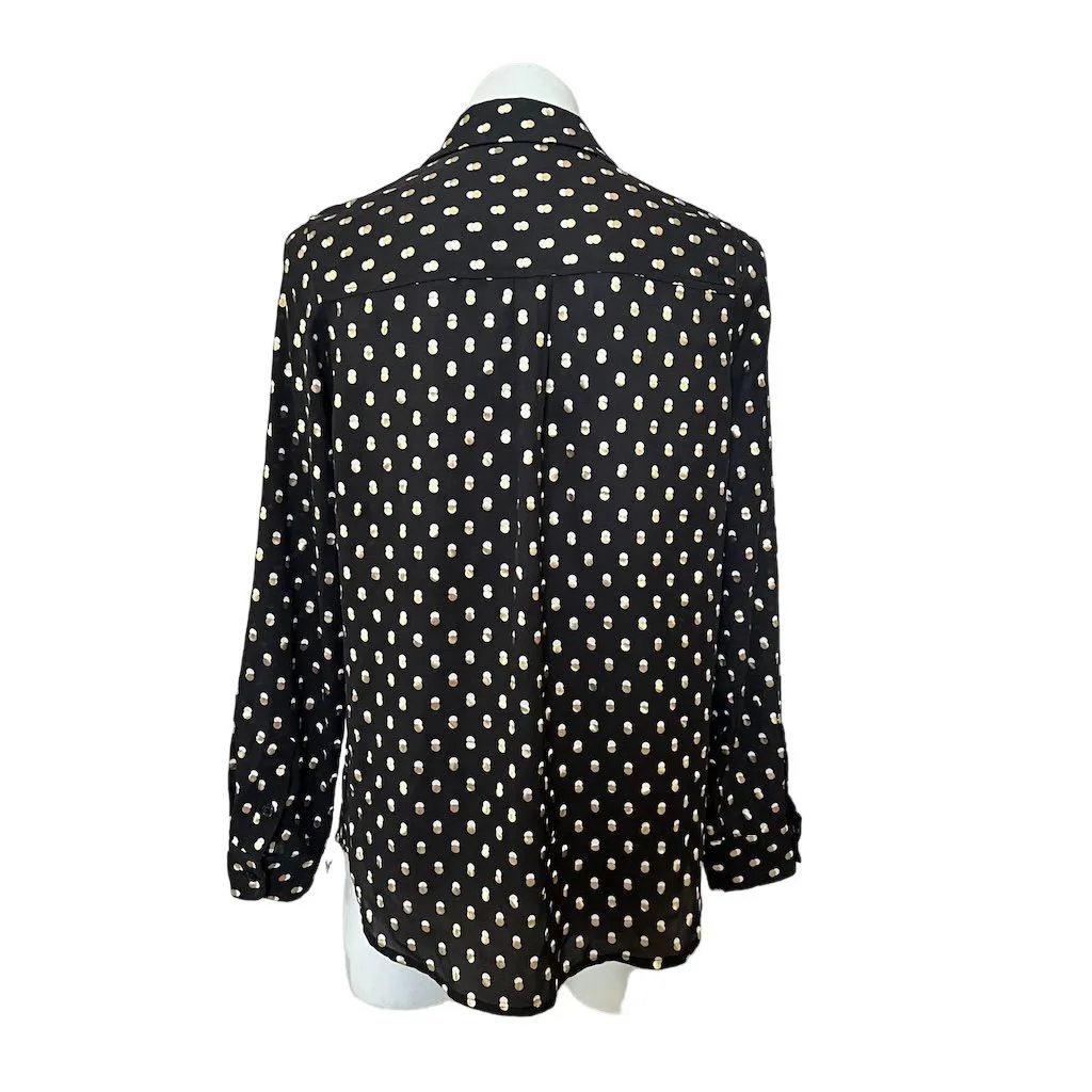 Who What Wear Women's Black/Gold Polka Dot Button Down Blouse Size M - Image 6