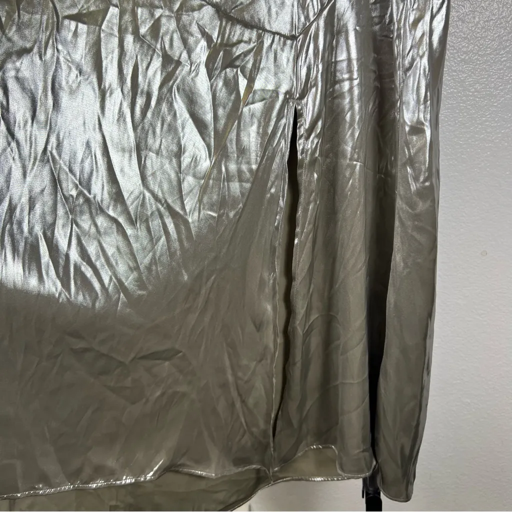 Future Collective | Shimmering Silver Midi Skirt Size XXL - Image 5
