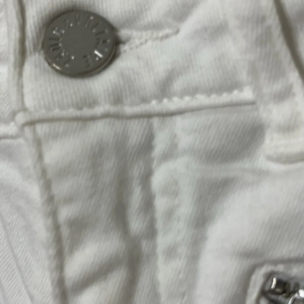 Zadig & Voltaire White Ava Permanent Low Rise Frayed Hem Jeans White Size 24 - Image 12