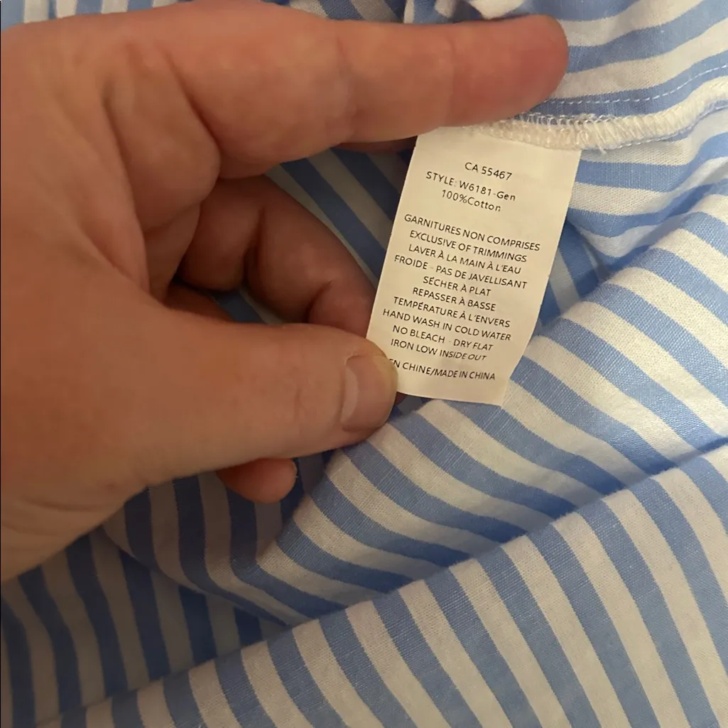 MELISSA NEPTON Light Blue and White Striped Shirt Size XS - Image 5