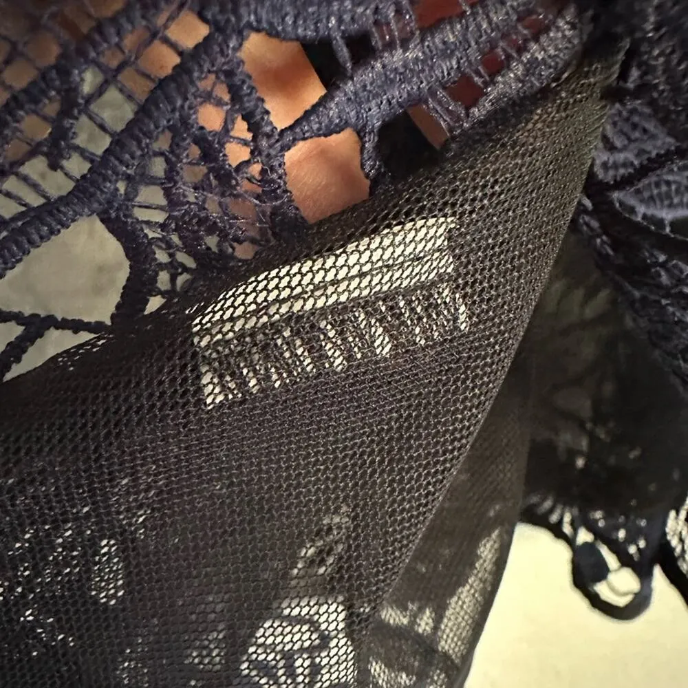 Anthropologie Deletta Black Blue Lace Babydoll Top Blouse Witchy Whimsygoth - Image 2