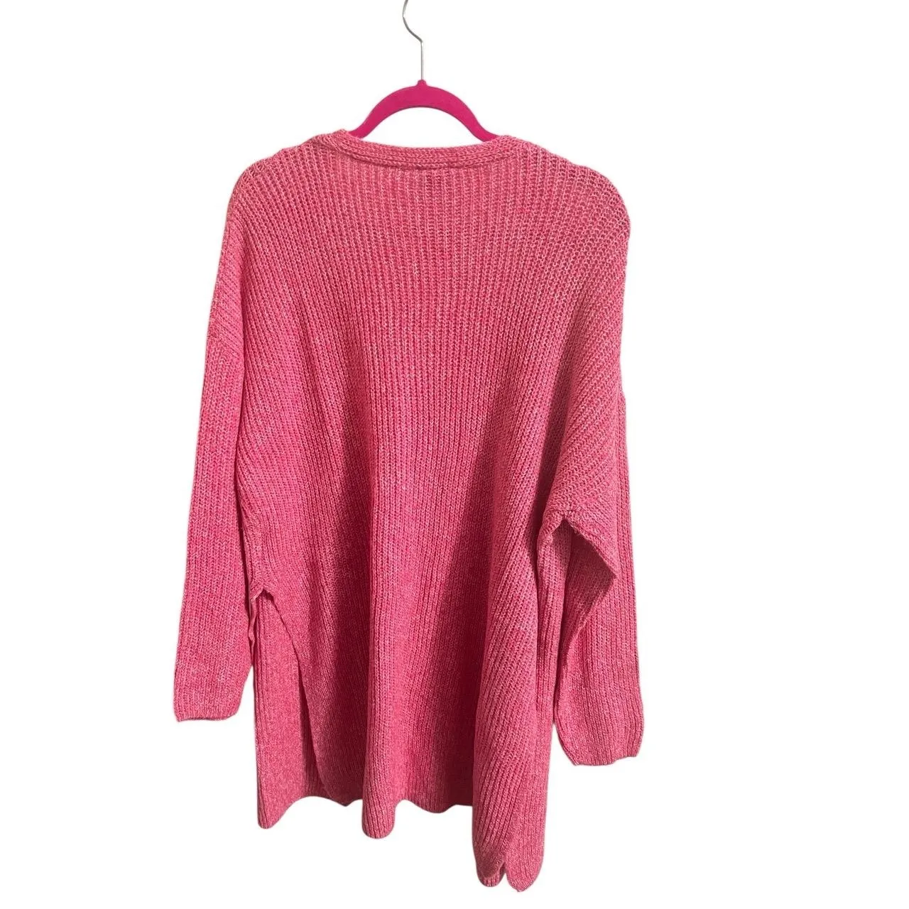 Cozy Co Cardigan Womens 2X 3X Pink Open Front Slit Knit Ribbed - Image 3