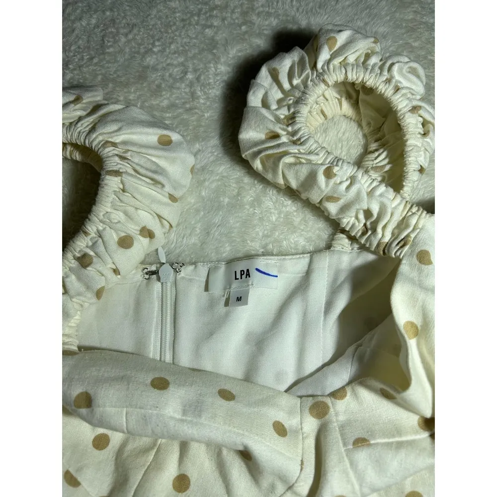 LPA Polka Dot White/Gold Mini Dress‎ Size Medium - Image 6