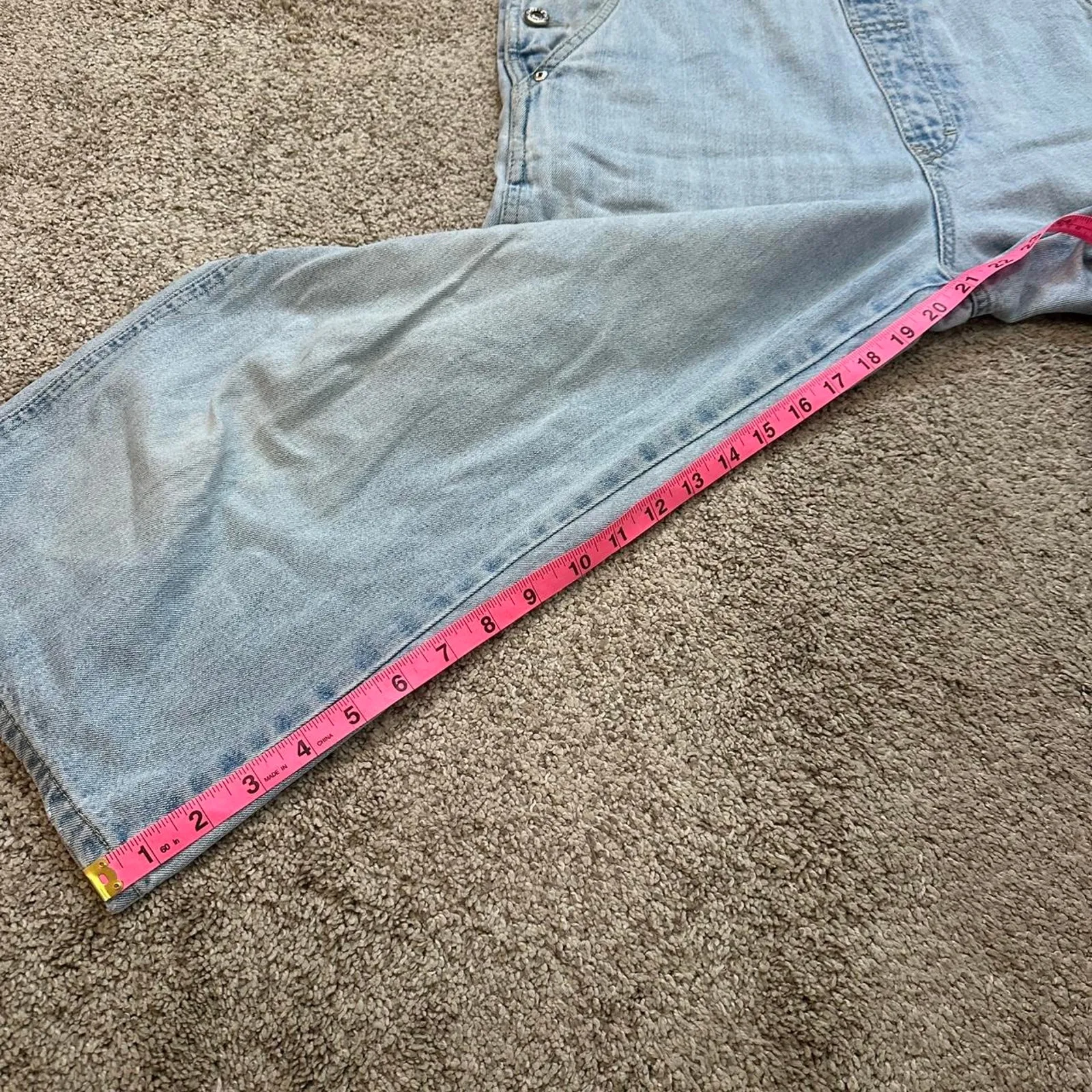 true 90s M vintage ETHYL Light wash denim overalls relaxed fit Cargo Workwear Blue Size M - Image 6