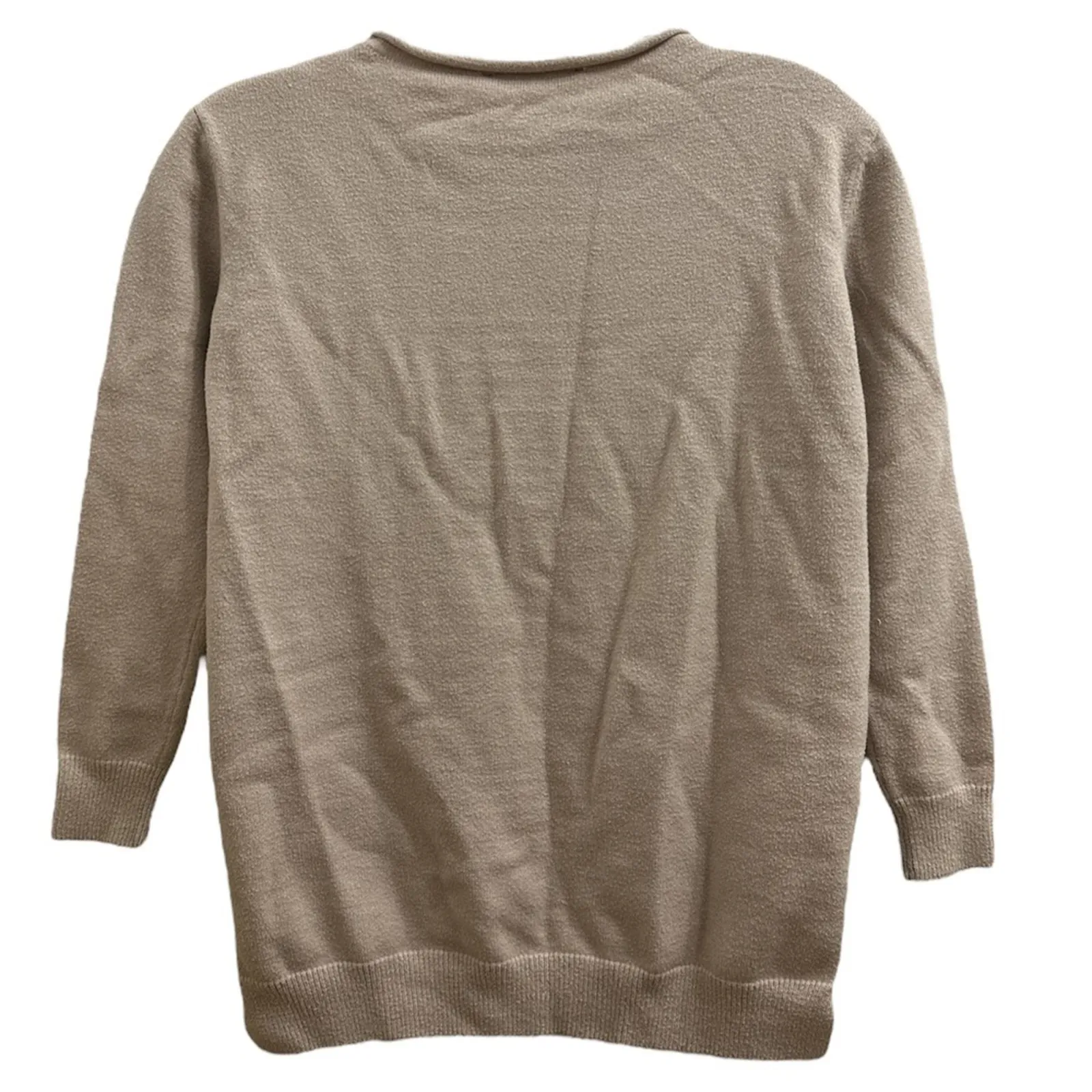 Catherine Malandrino Front Seam Split Hem Sweater Tan Beige Roll Collar XS Knit - Image 3