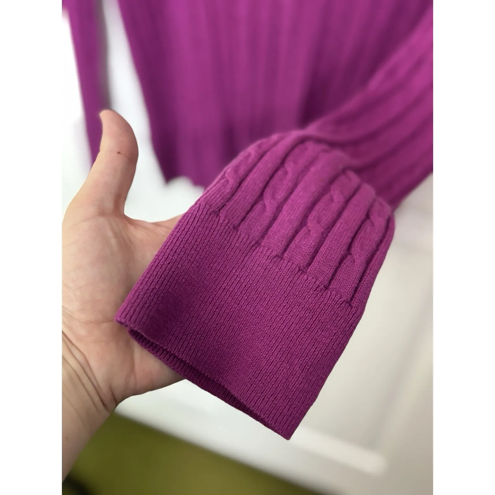 Talbots Wool Blend Cable Knit Sweater Size XL Preppy Fisherman Old Money - Image 5