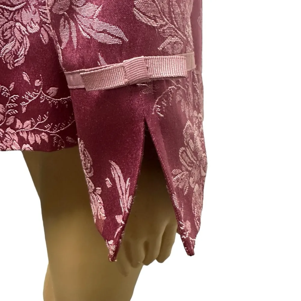 Susan Graver Embroidered Brocade Pink Bow Floral 3 Button Blazer Jacket Womens S - Image 4