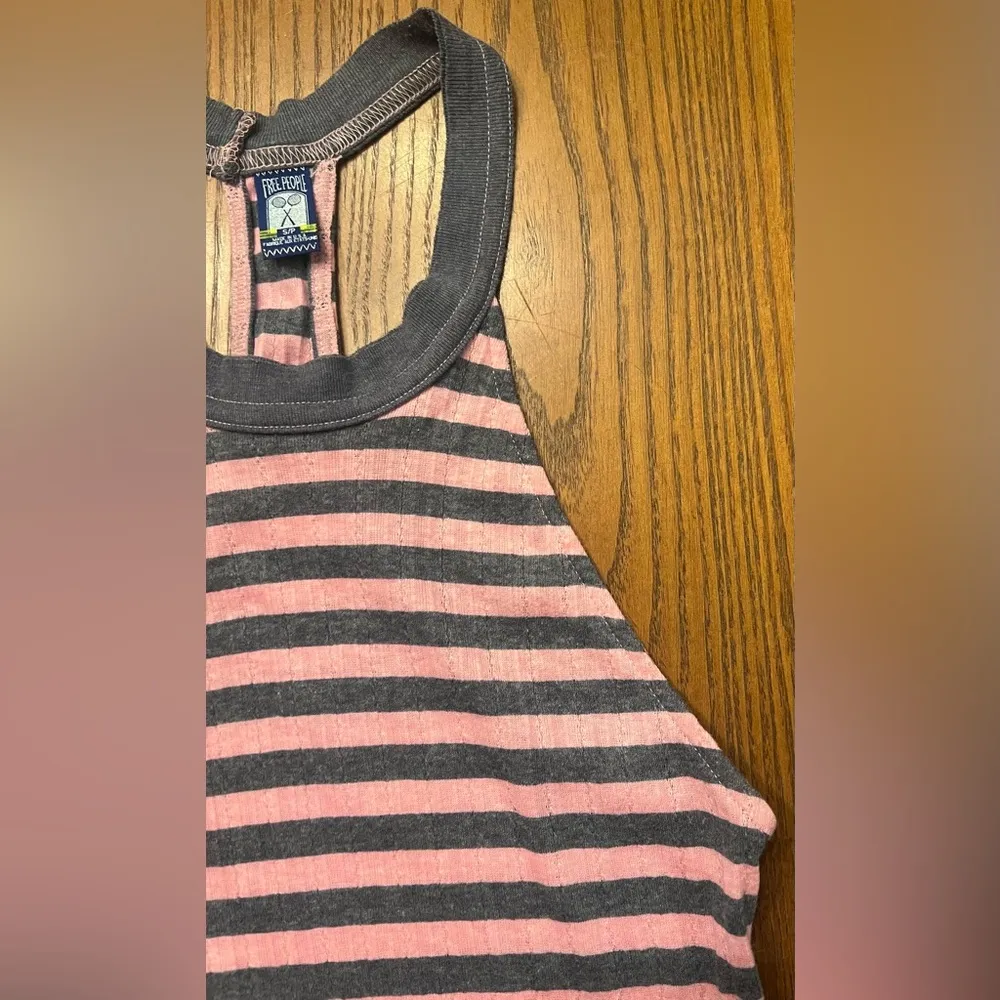 Free People Pink & Gray Stripe Racerback Tennis Golf Pickleball Dress Size Small - Image 5