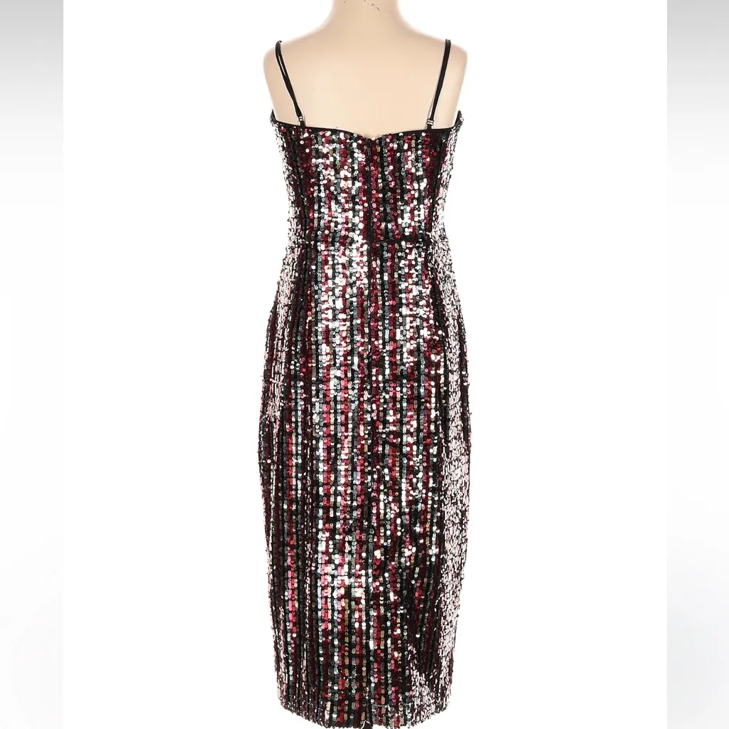 Milly Black New Years Holiday Sequin Party Cocktail Formal Midi Dress Size 0 XXS - Image 5