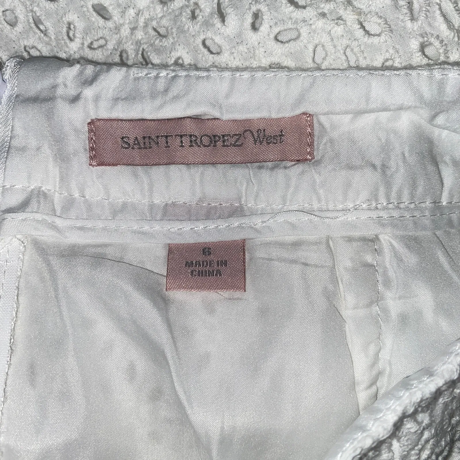 St. Tropez West White Eyelet Embroidered Pencil Straight Skirt Women's Size 6 - Image 5