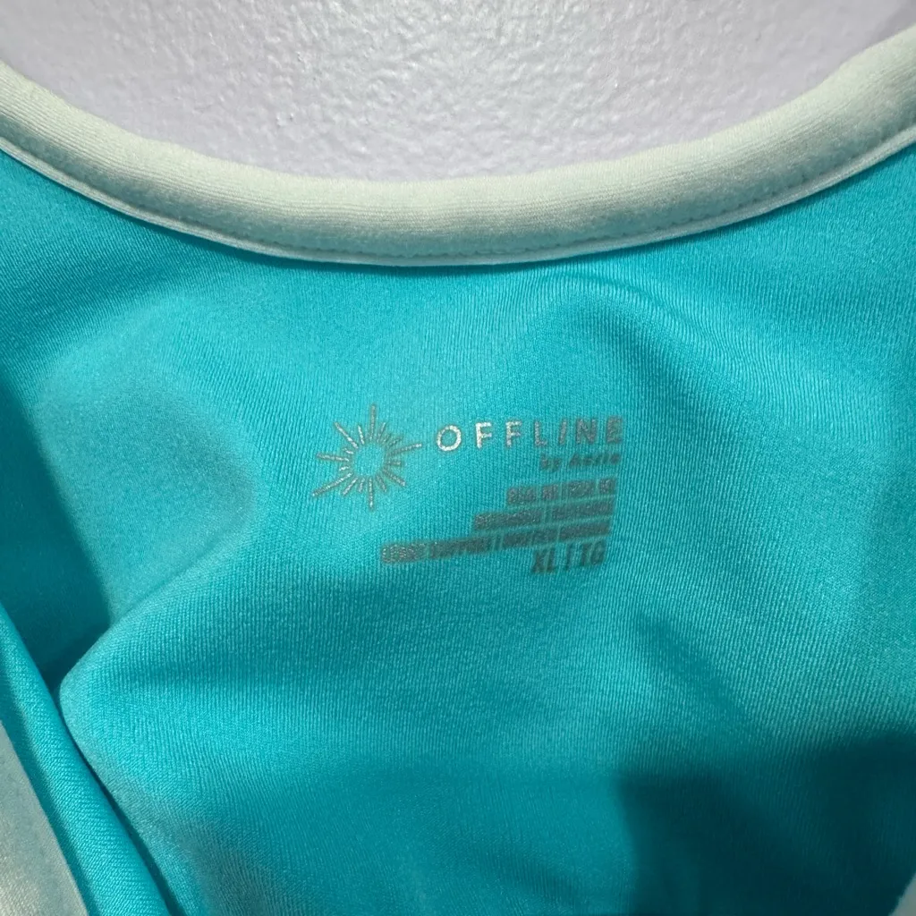 Blue and white Aerie bra tank top - Image 3