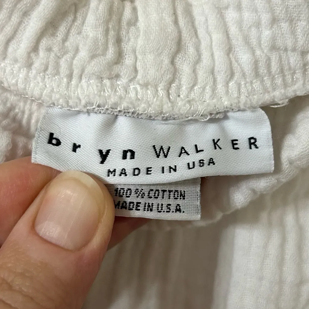 Bryn Walker Cotton Gauze Ruched Leg Cropped Pants in White - Size XL - Image 4
