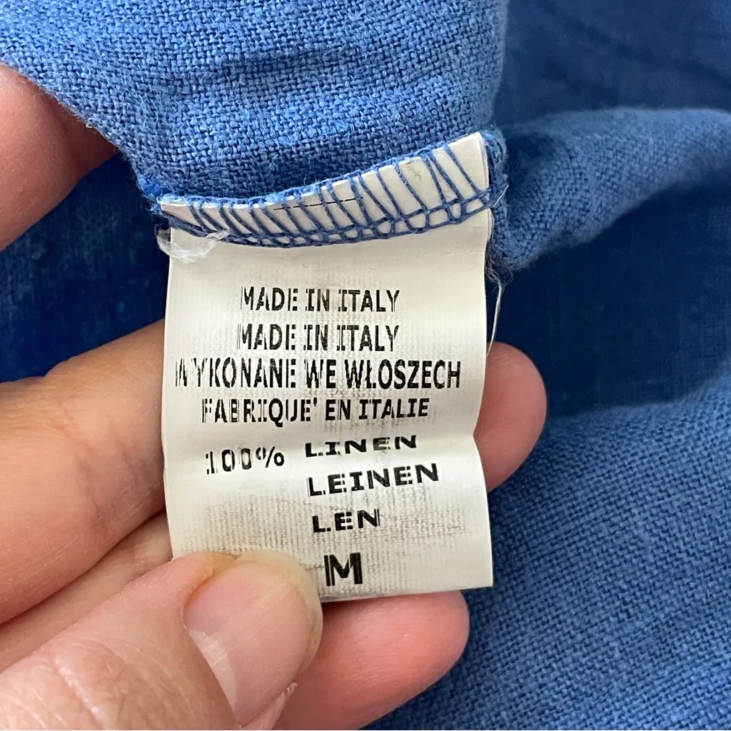 Linen Minimalist Dress knee length womens Blue (medium) lagenlook natural summer - Image 5