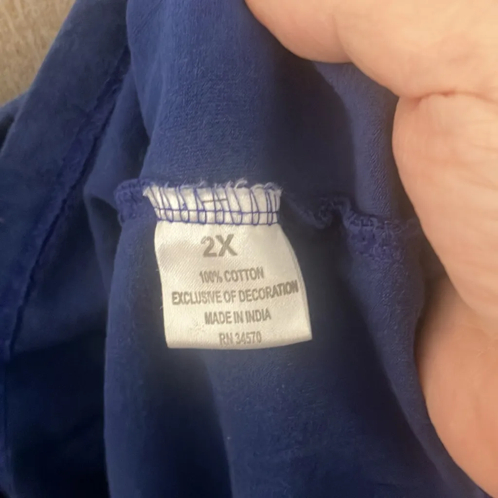 Jason Maxwell FINAL MARKDOWN  Blue Smocked 
peasant blouse 2x - Image 5