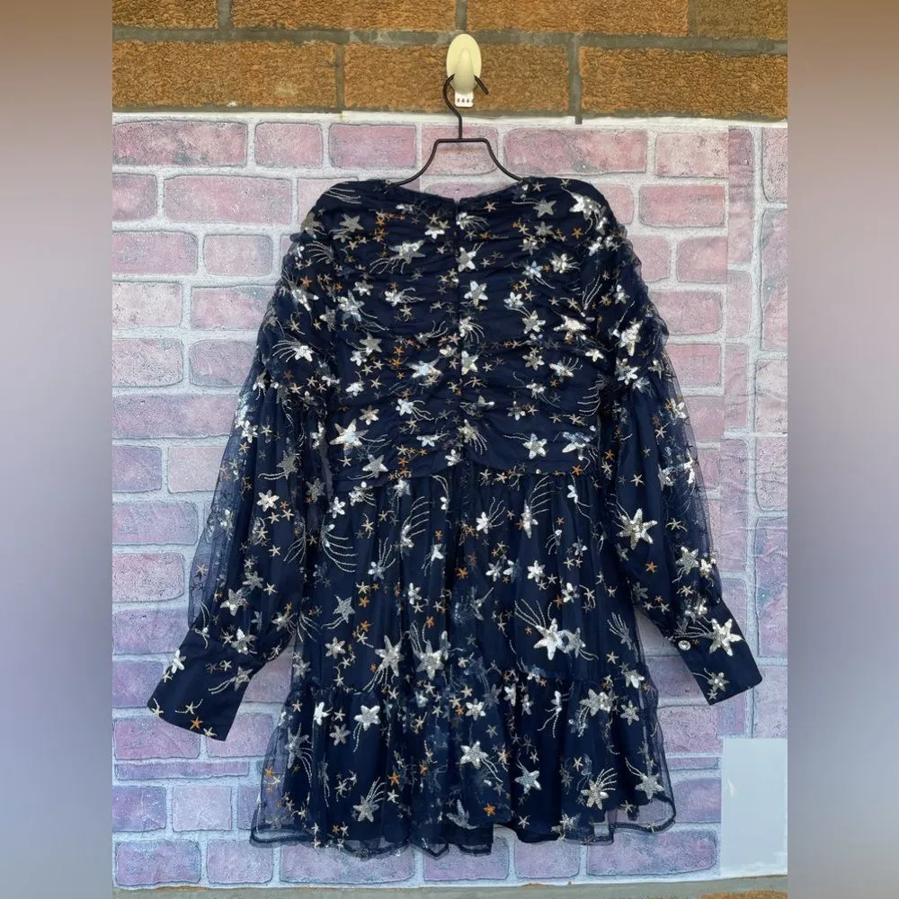 Sister Jane Shooting Star Embroidered Mini Dress Navy and Silver medium Blue - Image 11