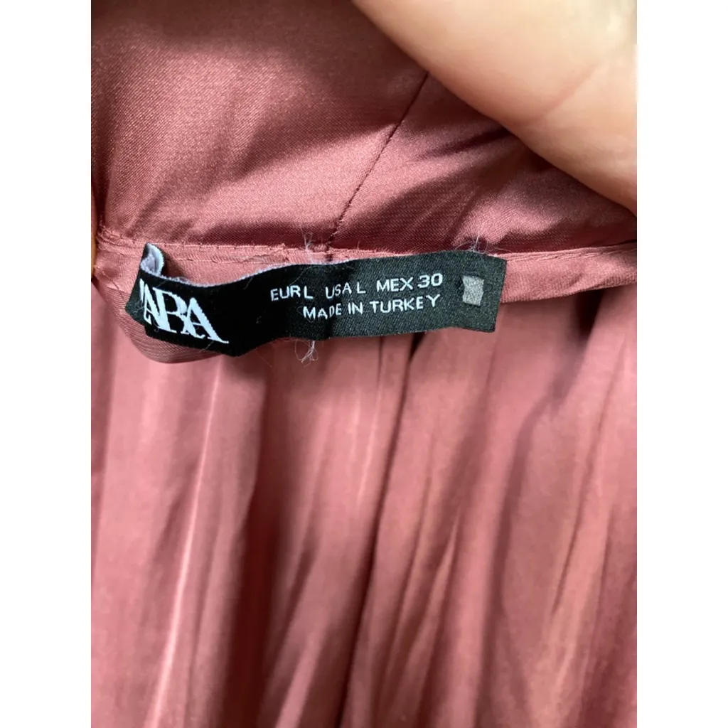 Zara Mauve Satin Midi Skirt Romantic Luxe Elegant Summer Brunch Luxe Parisian L - Image 5