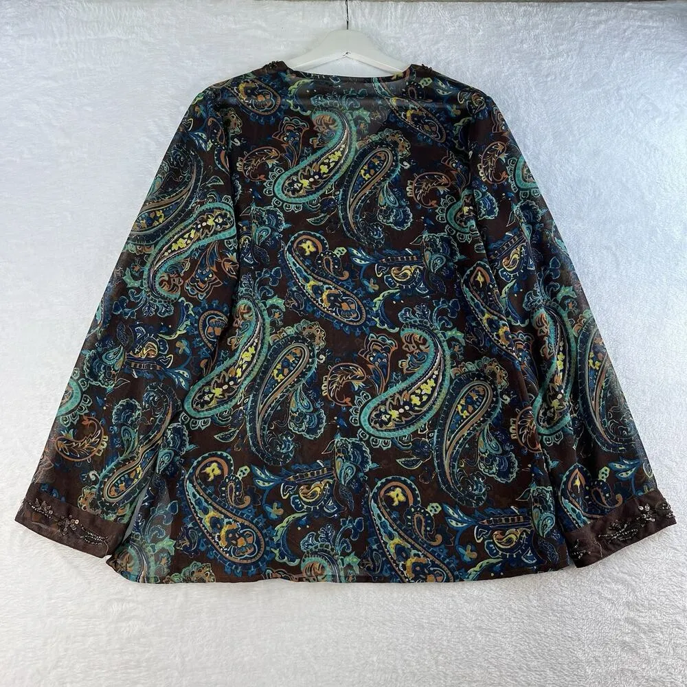 Y2k 2000s L Sheer Tunic Top V-Neck Sequin Beads Coquette Fairy Whimsy Bella Swan - Image 10