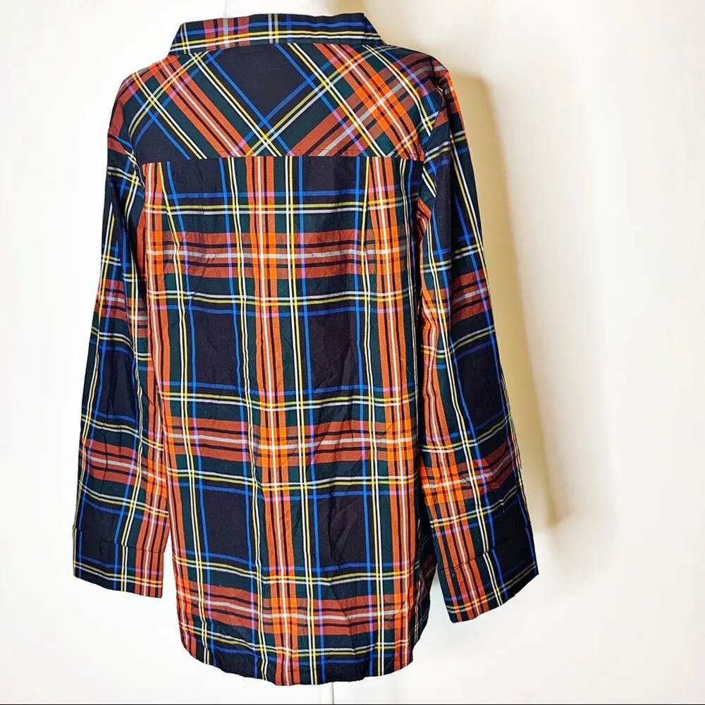 J. Crew Stewart plaid jeweled button popover top tartan - Image 10