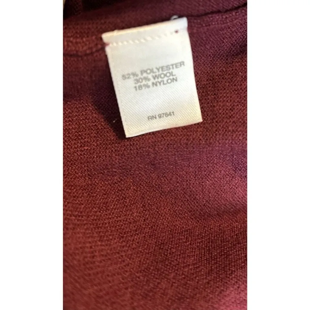 J. Jill Burgundy Cardigan Sweater V Neck Women’s Cardigan Polyester Wool Blend M Size M - Image 4