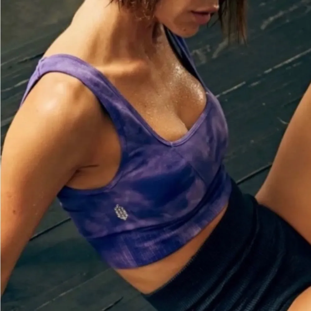 NWT Free People Good Karma Sports Bra Tie Dye Purple Size M/L Altas Mountain - Image 2